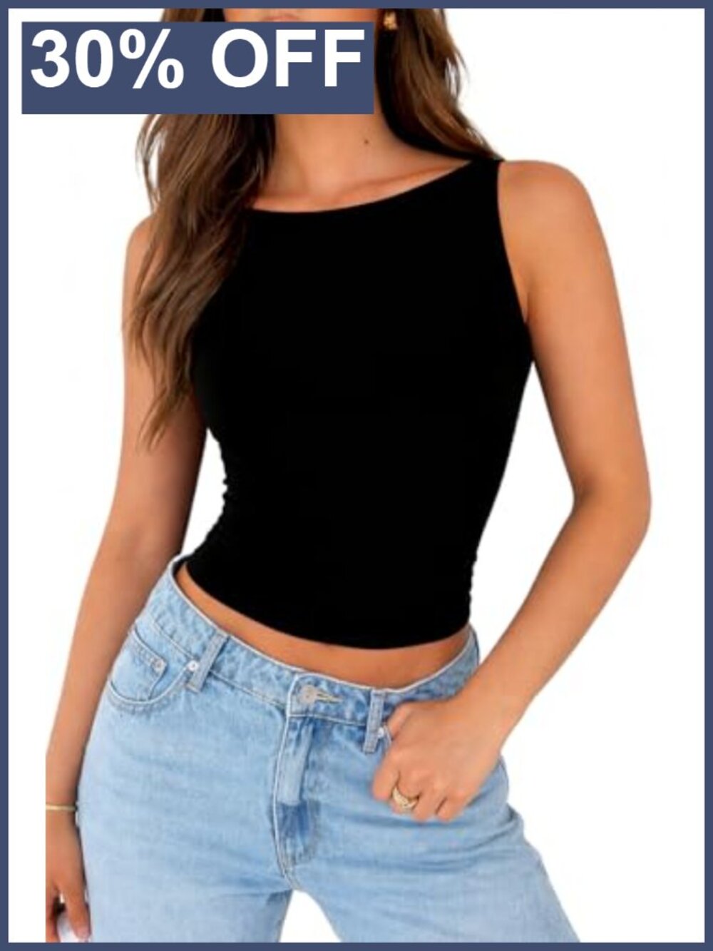 Boat Neck Double Lined Tank Top Modal Spandex Sleeveless Slim Fit Casual